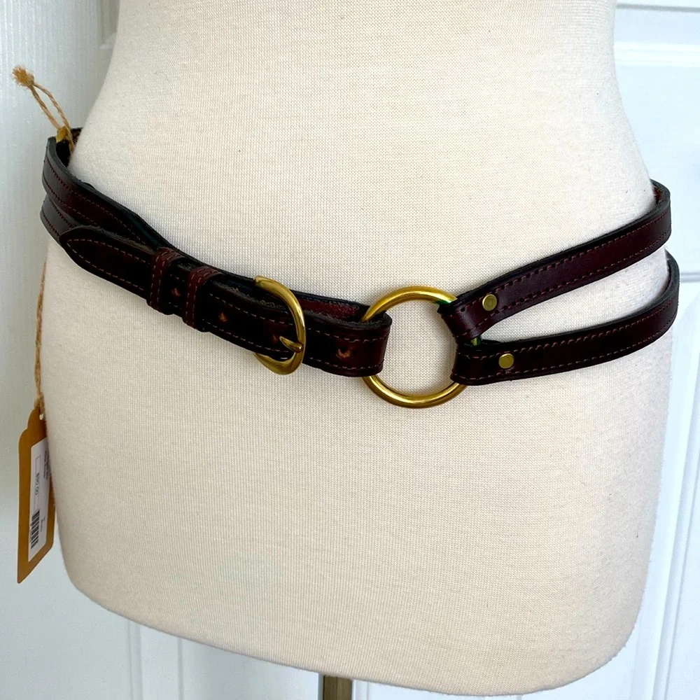 NWT Martingale Leather Belt Brass Buckle Handmade Medium